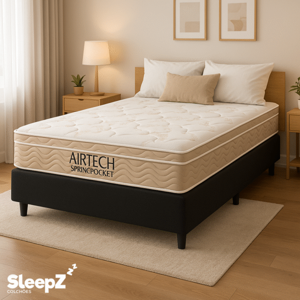 Conjunto Box Casal Ortobom Airtech SpringPocket + Base – 138x188x68cm - Imagem 2