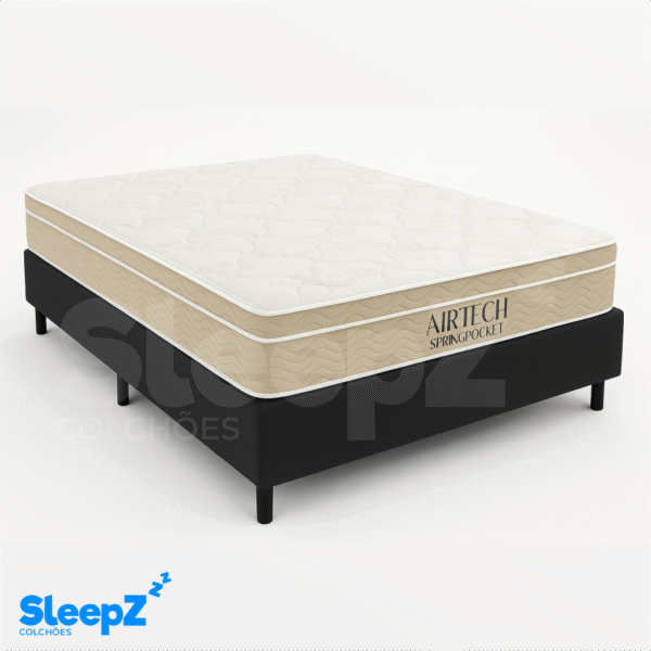 Conjunto Box Casal Ortobom Airtech SpringPocket + Base – 138x188x68cm