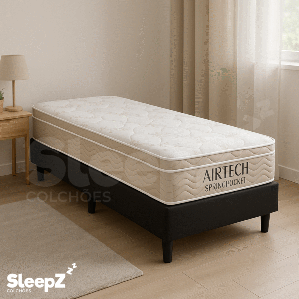 Conjunto Box Solteiro Ortobom Airtech SpringPocket + Base – 88x188x68cm - Imagem 2